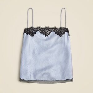 J. Crew Blue Camisole with Black Lace Trim